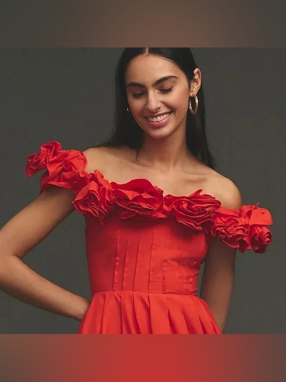 NWT Anthropologie The Corina Ruffled Dress by Maeve in Red size M - Picture 4 of 16